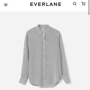 Everlane striped black and white silk shirt size 16